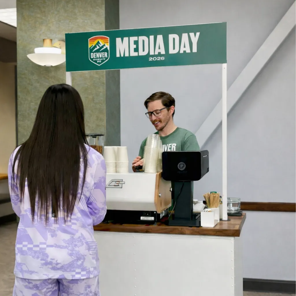 Flipside coffee break station at a Denver media day